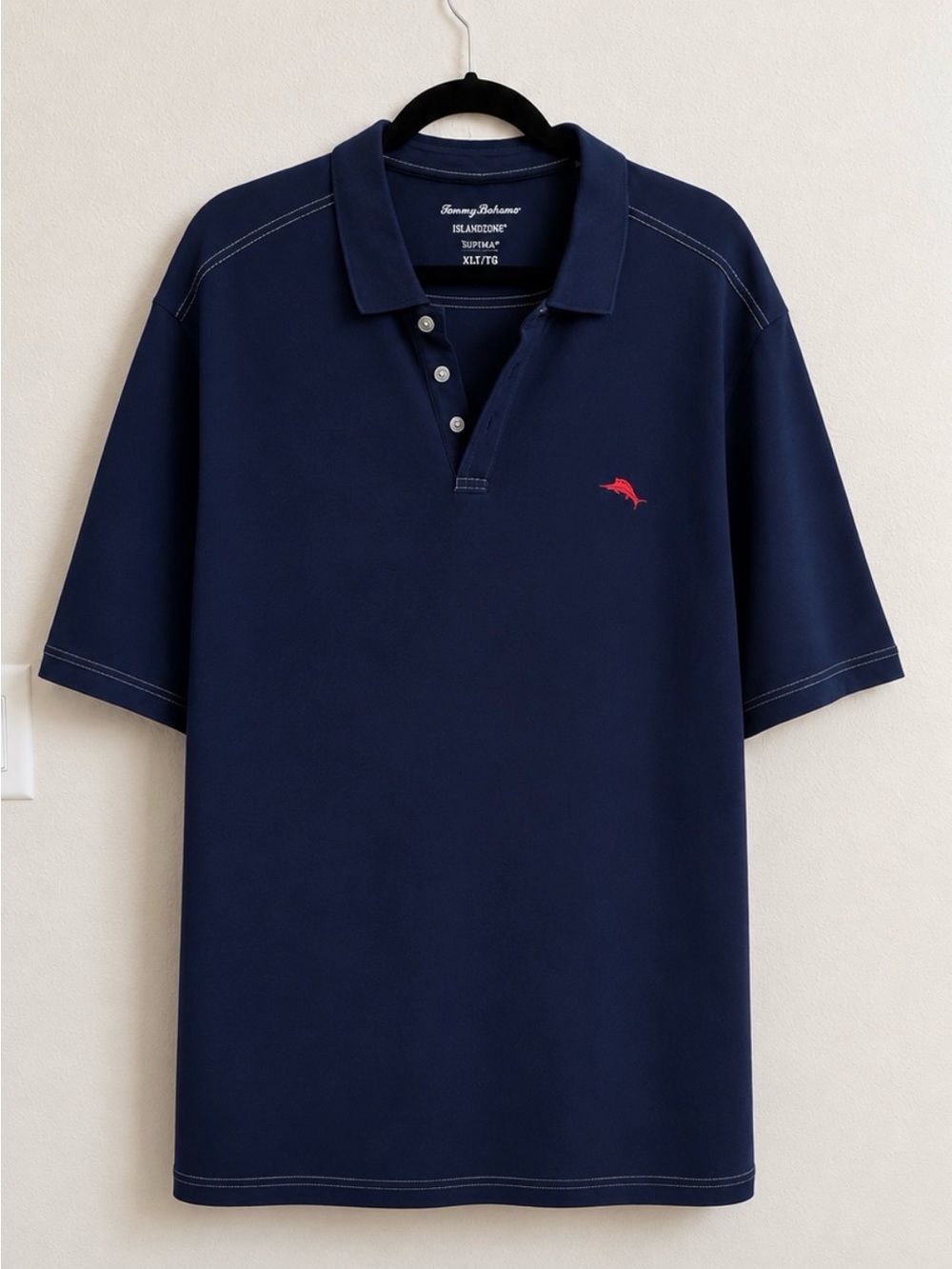 EUC Tommy Bahama Men's black Polo with Red Logo